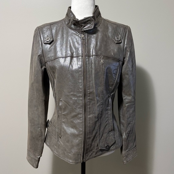 Danier Jackets & Blazers - Danier Metallic Leather Moto Style Jacket